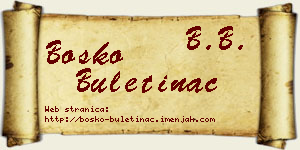 Boško Buletinac vizit kartica